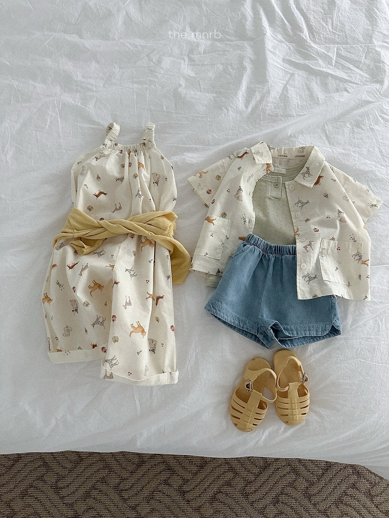 ［minirobe］Puppy pattern overalls