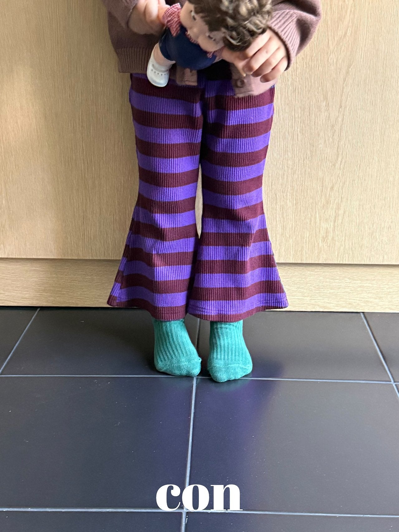 ［con］Choco stripe flare pants