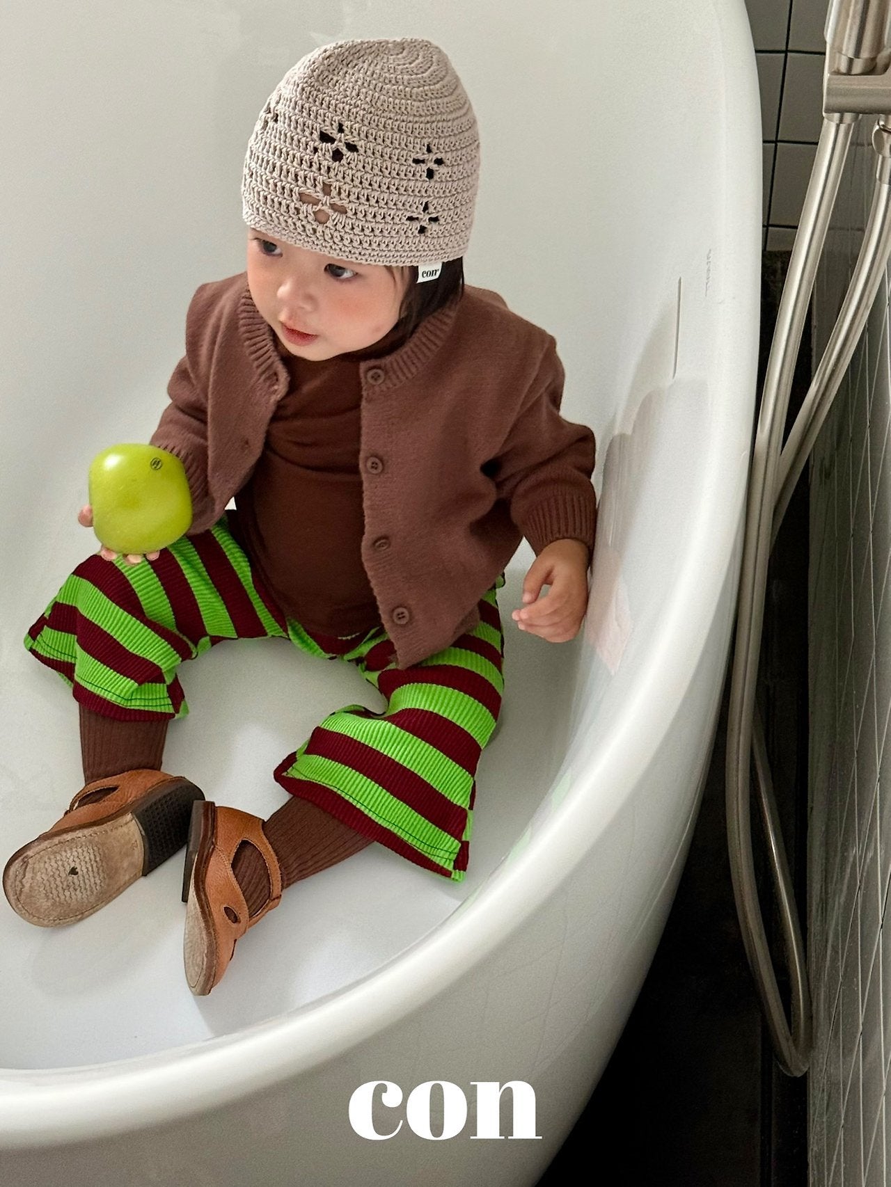 ［con］Choco stripe flare pants