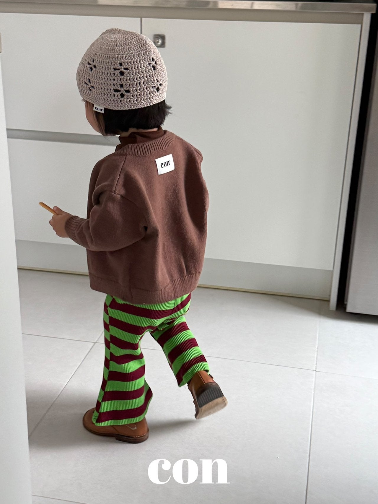 ［con］Choco stripe flare pants