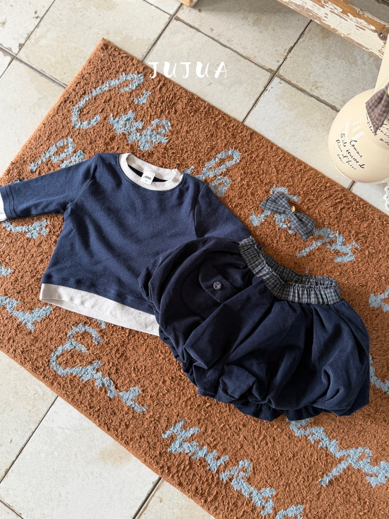 ［jujua］Pocket check balloon pants