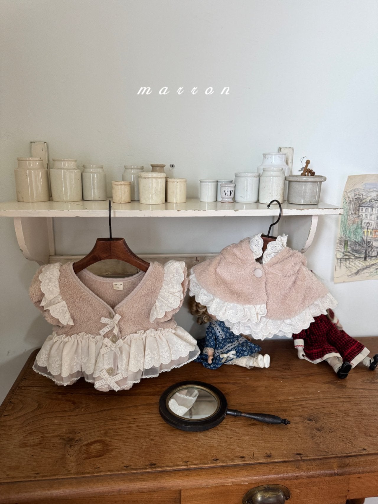 ［marron］Mini lace bear cape
