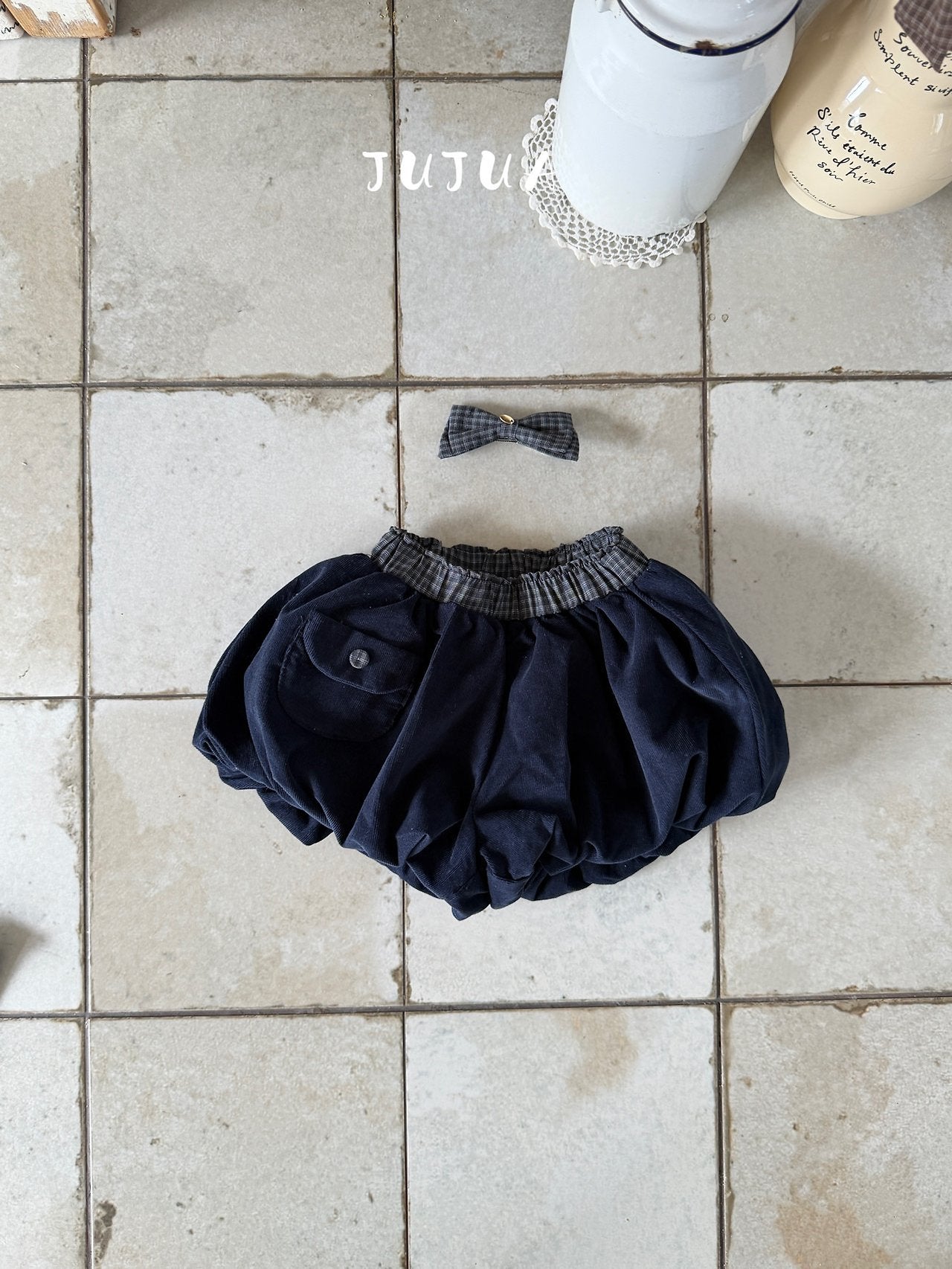 ［jujua］Pocket check balloon pants