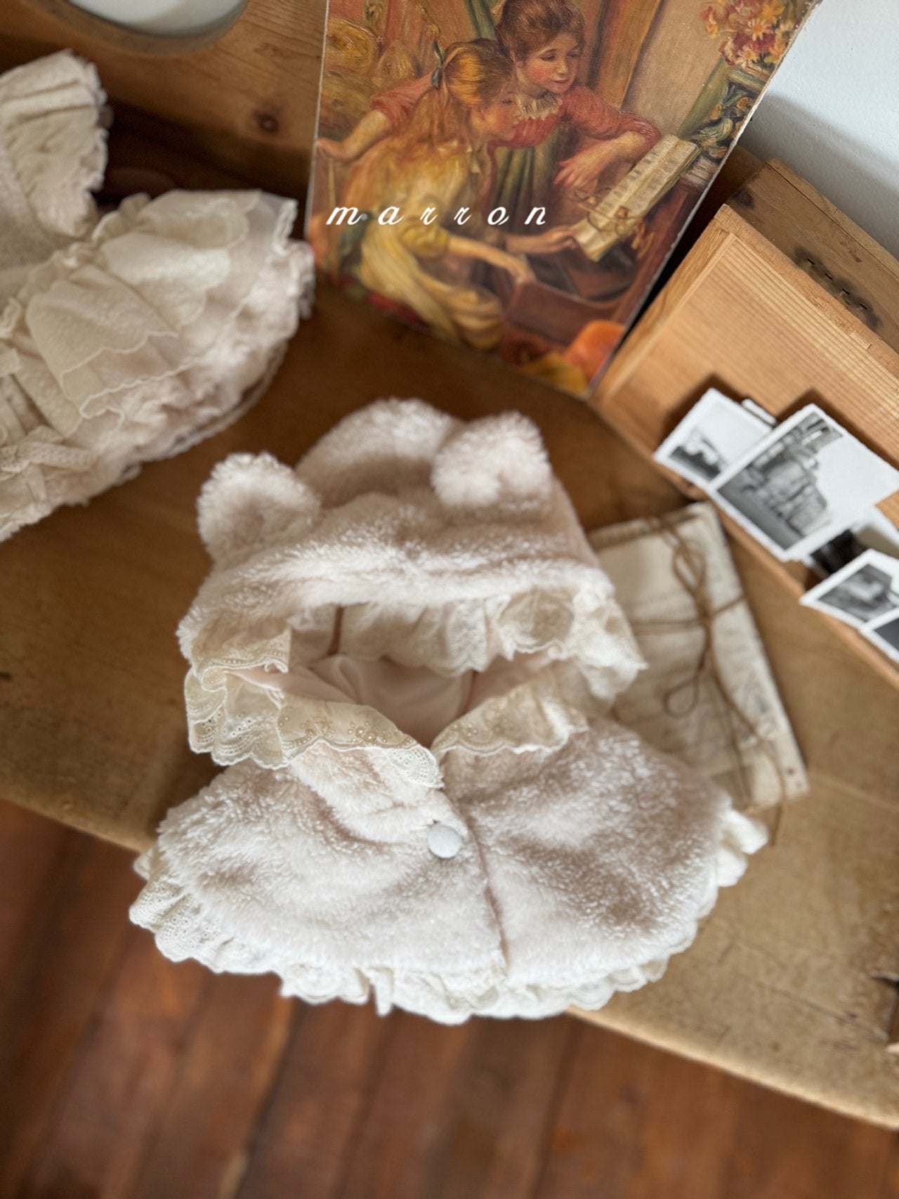 ［marron］Mini lace bear cape