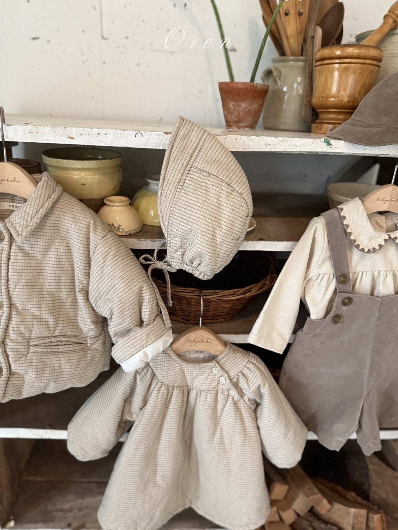 ［OREN］Baguette check padding bonnet (3oz)