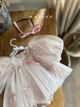 ［marron］Ribbon rompers
