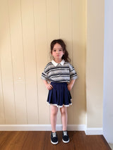 ［comma］Stripe collar tee