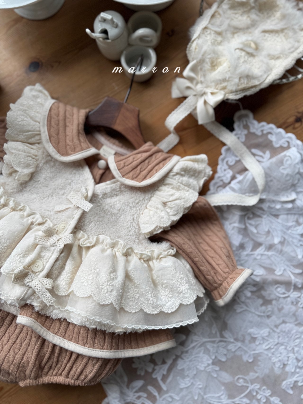 ［marron］Flanc fur lace vest