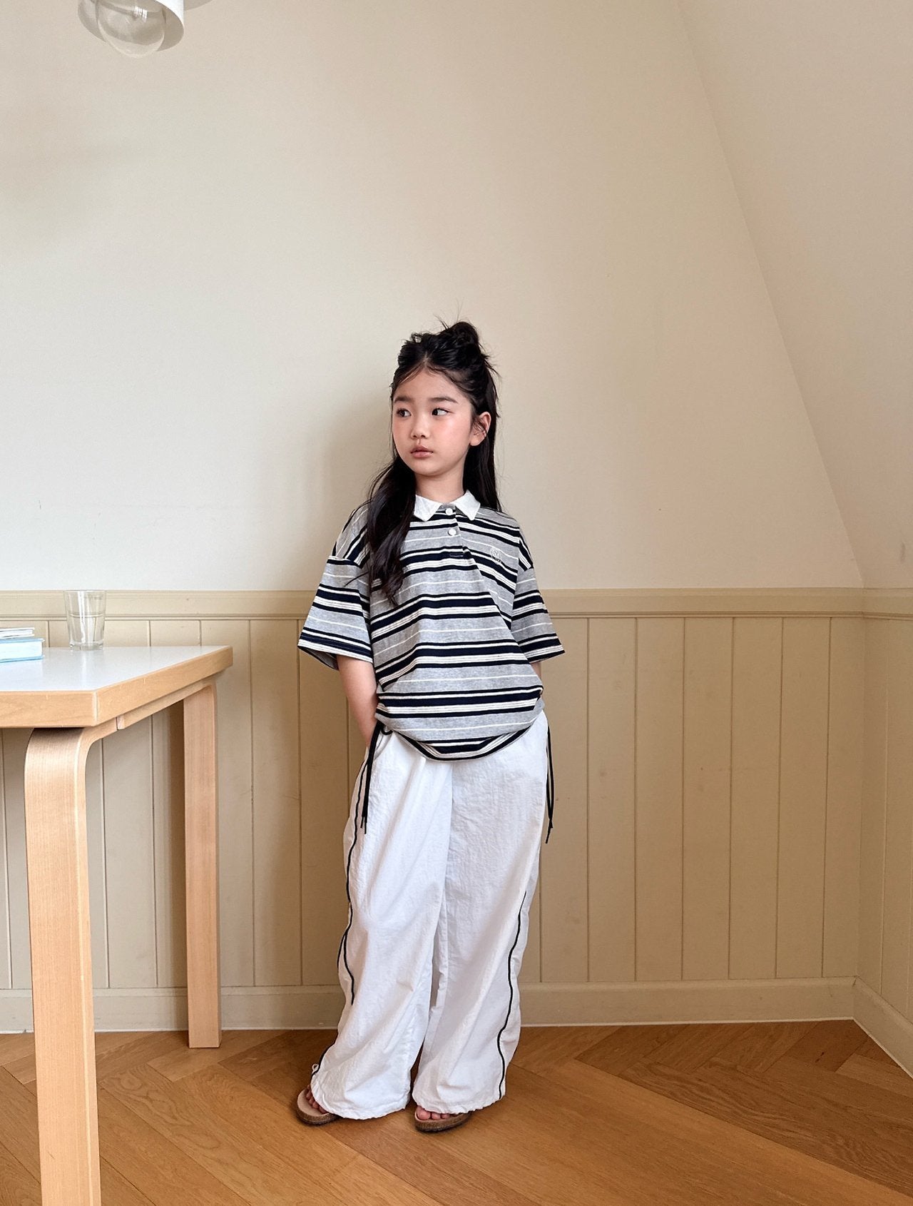 ［comma］Stripe collar tee