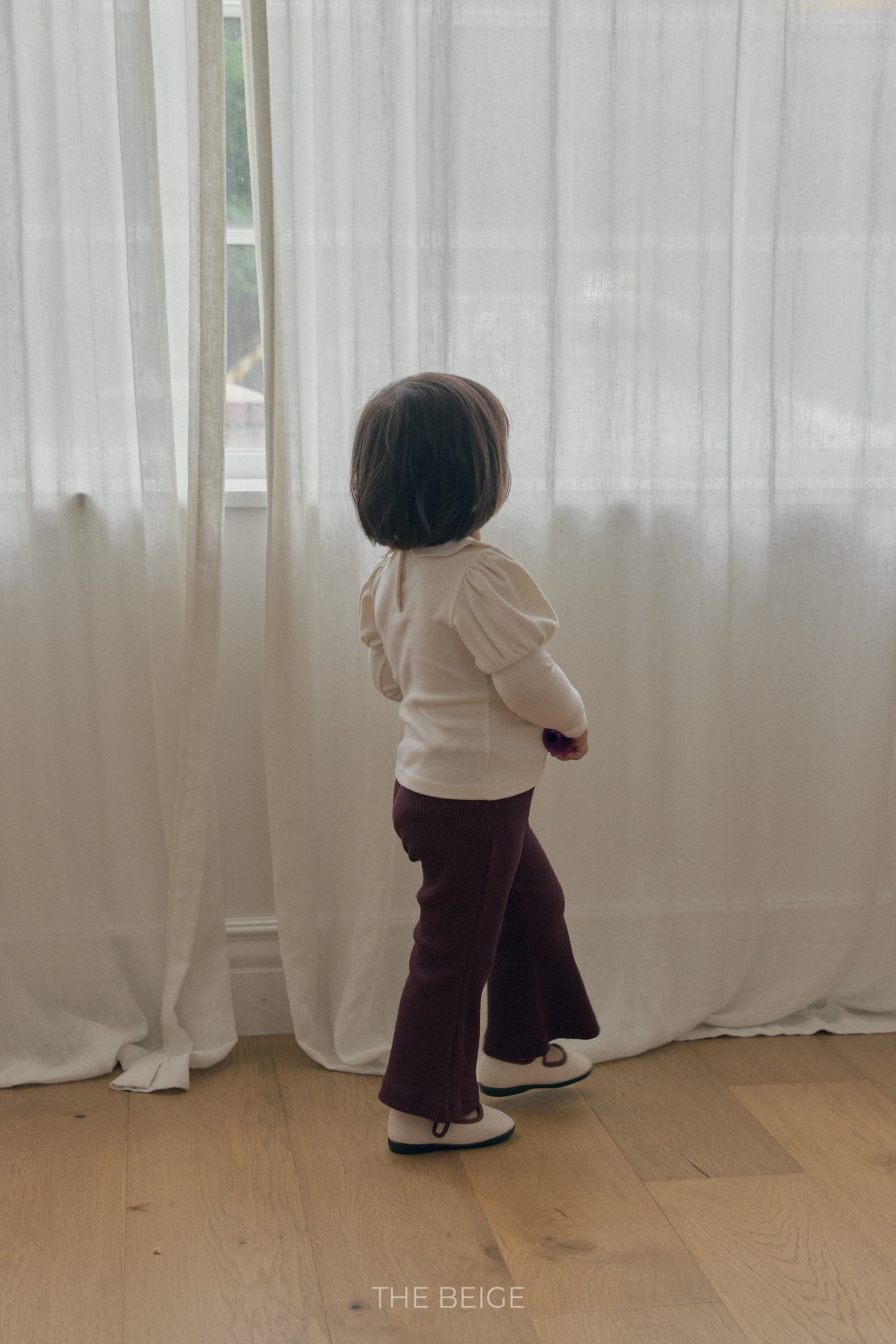 ［The beige］Ribbed Bootcut Pants