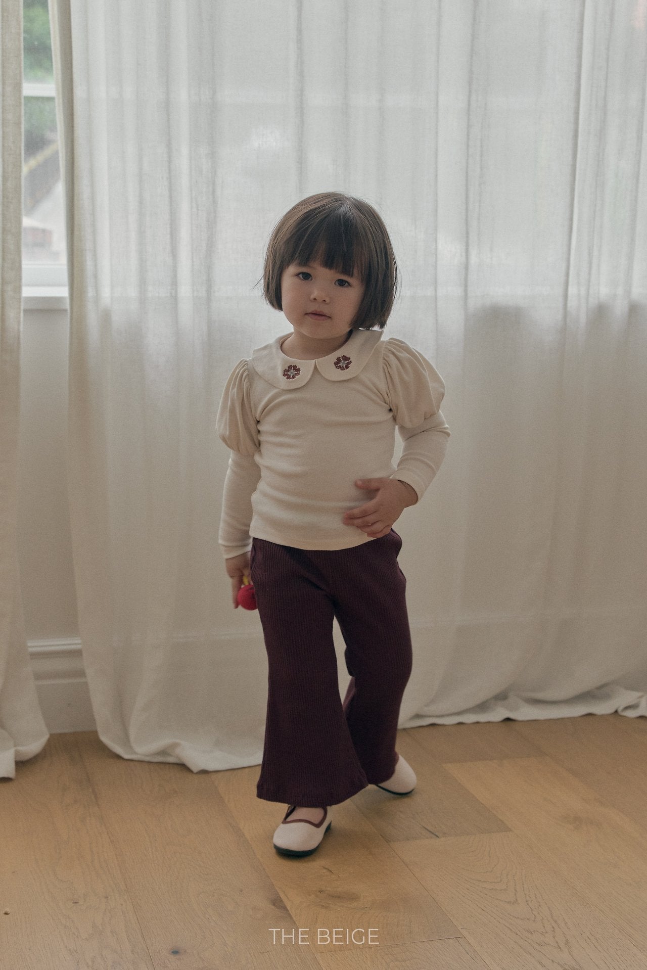 ［The beige］Ribbed Bootcut Pants