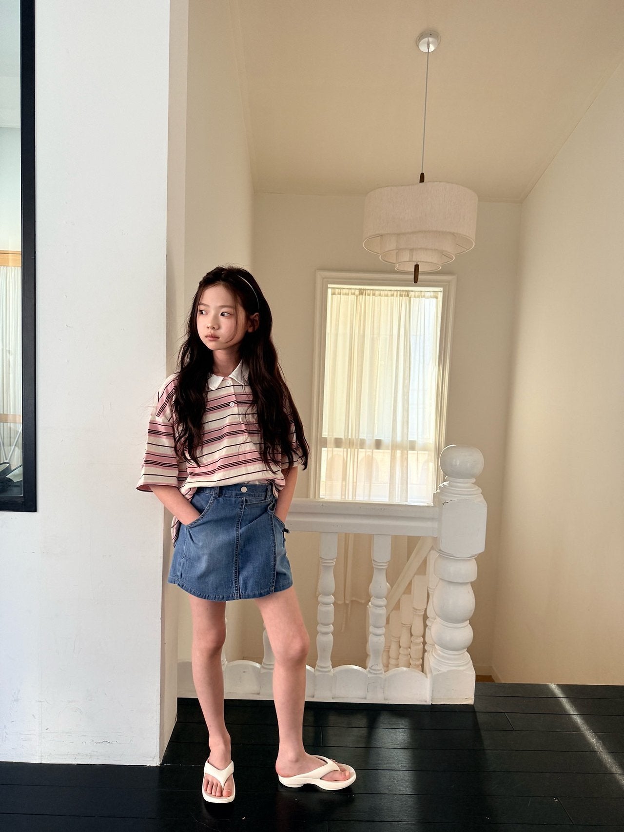 ［comma］Stripe collar tee