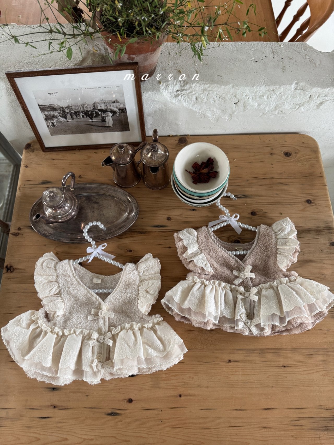 ［marron］Flanc fur lace vest