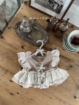 ［marron］Flanc fur lace vest