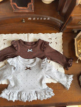 ［marron］Dot ribbon bebe set