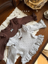 ［marron］Dot ribbon bebe set
