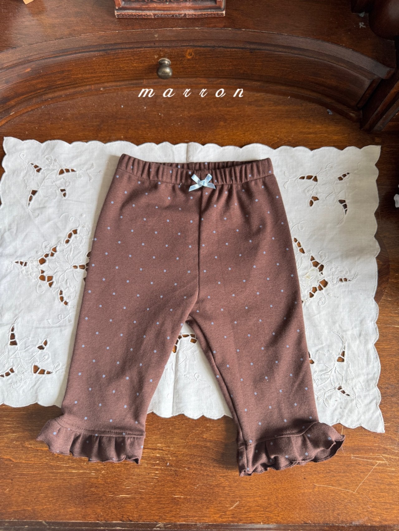 ［marron］Dot ribbon bebe set