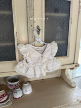 ［marron］Flanc fur lace vest