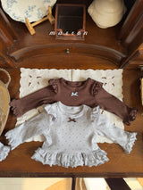 ［marron］Dot ribbon bebe set