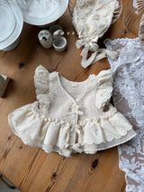 ［marron］Flanc fur lace vest