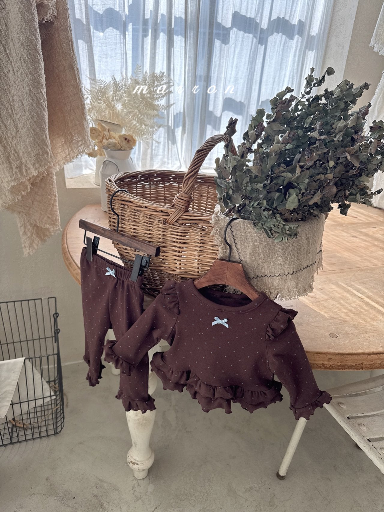 ［marron］Dot ribbon bebe set