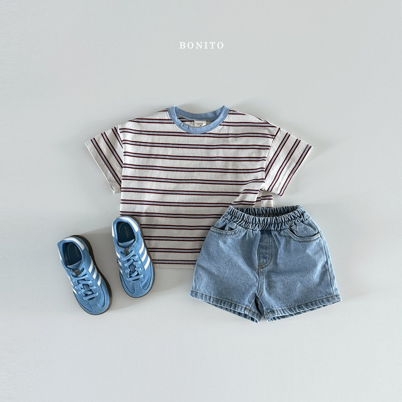 ［Bonito］Point neck stripe tee