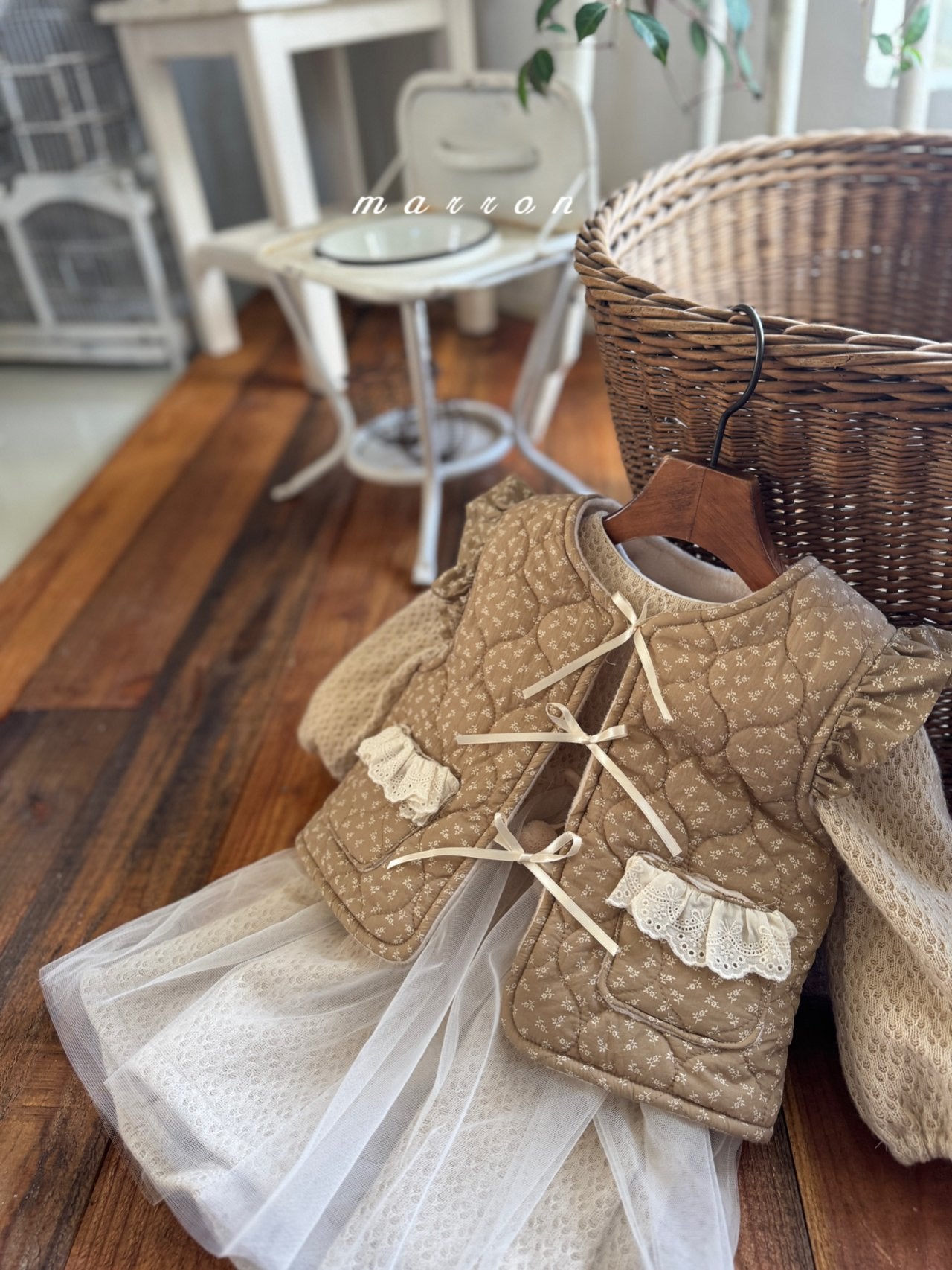 ［marron］Lue flower quilting vest