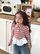 ［second moment］Crunch volume stripe collar tops