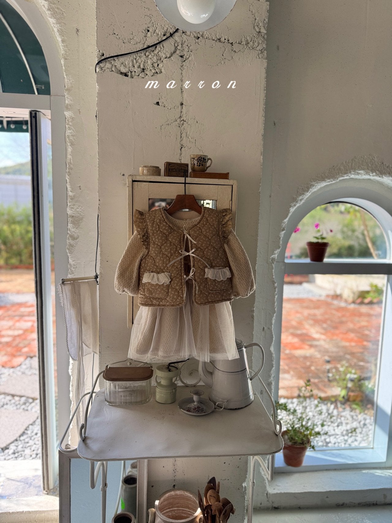 ［marron］Lue flower quilting vest