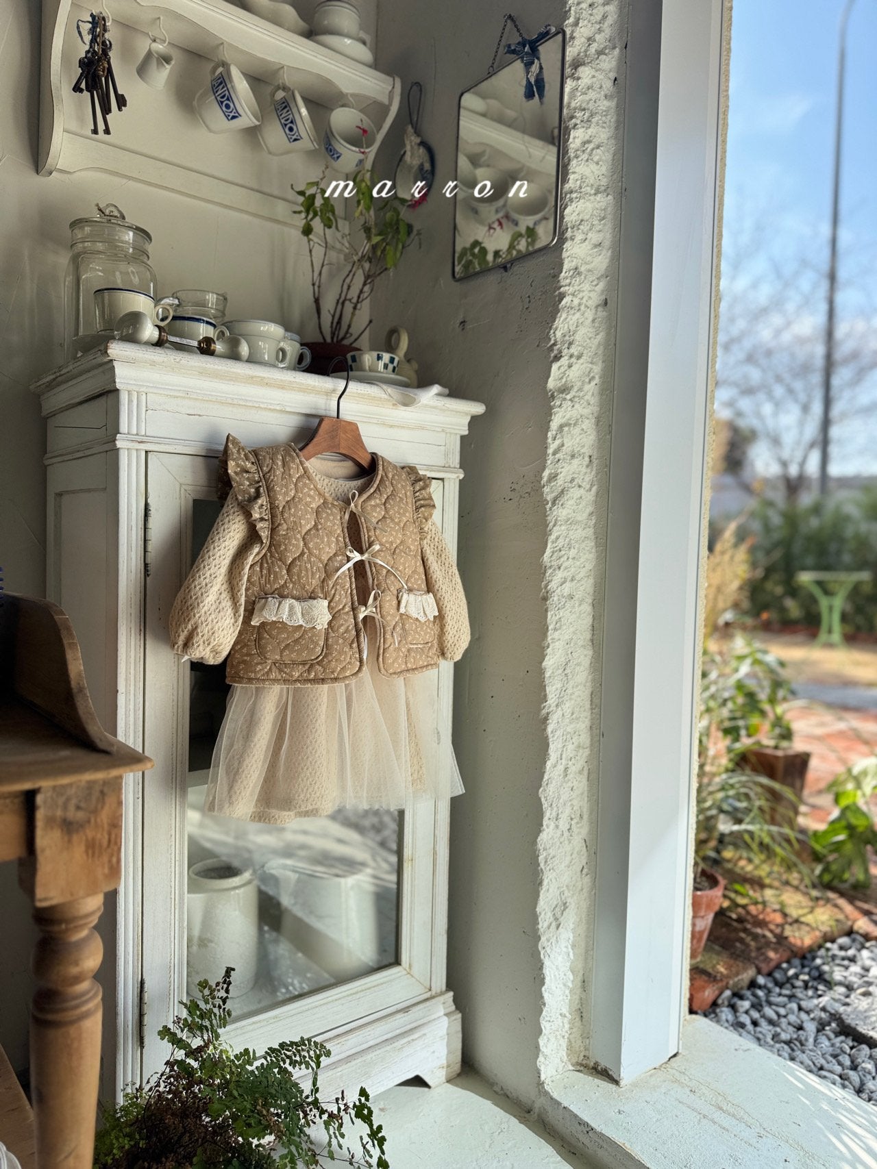 ［marron］Lue flower quilting vest