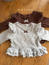 ［marron］Dot ribbon bebe set