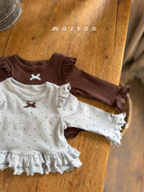 ［marron］Dot ribbon bebe set