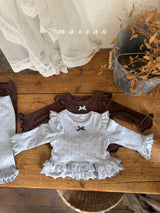 ［marron］Dot ribbon bebe set