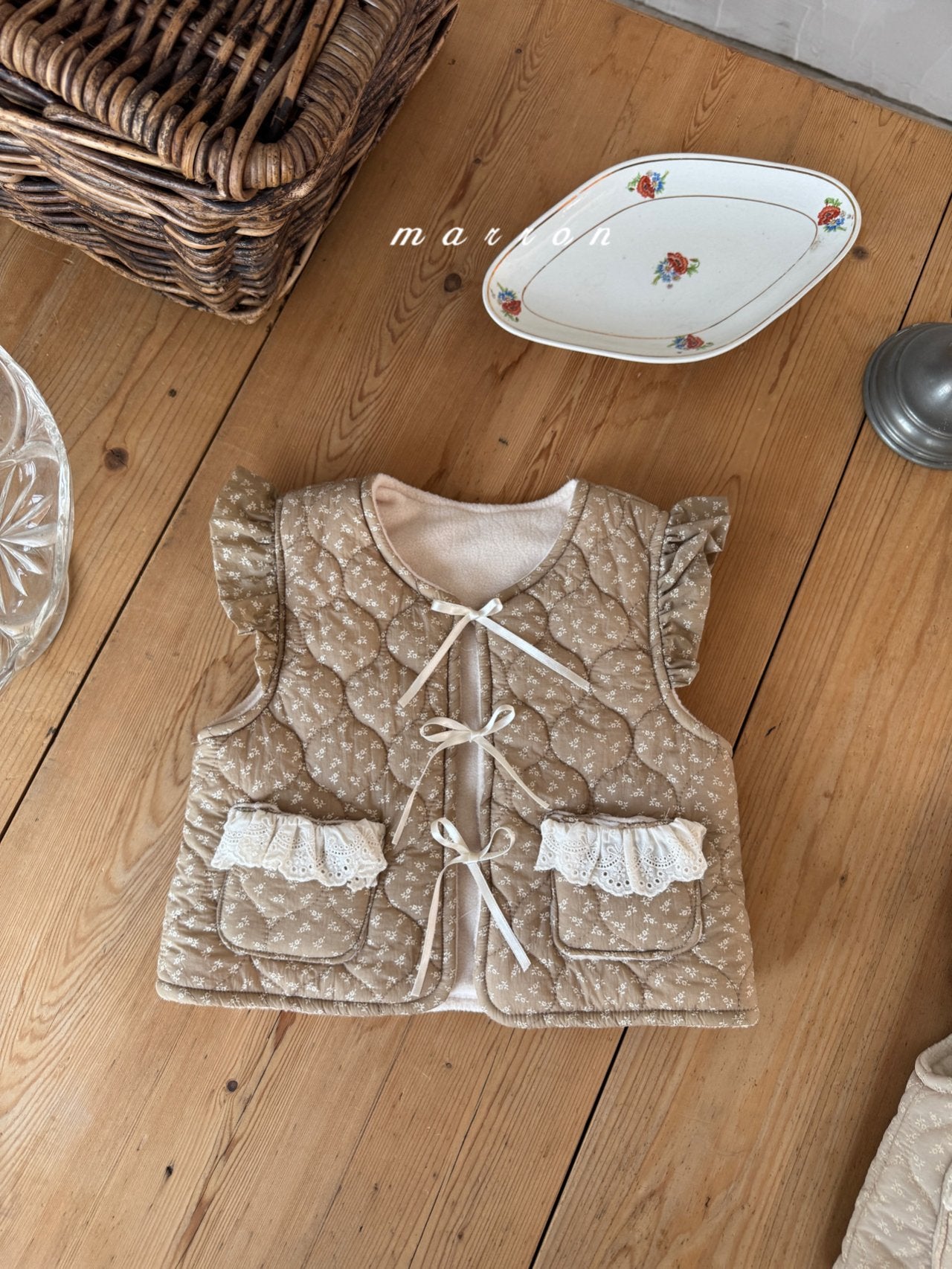 ［marron］Lue flower quilting vest