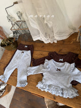 ［marron］Dot ribbon bebe set