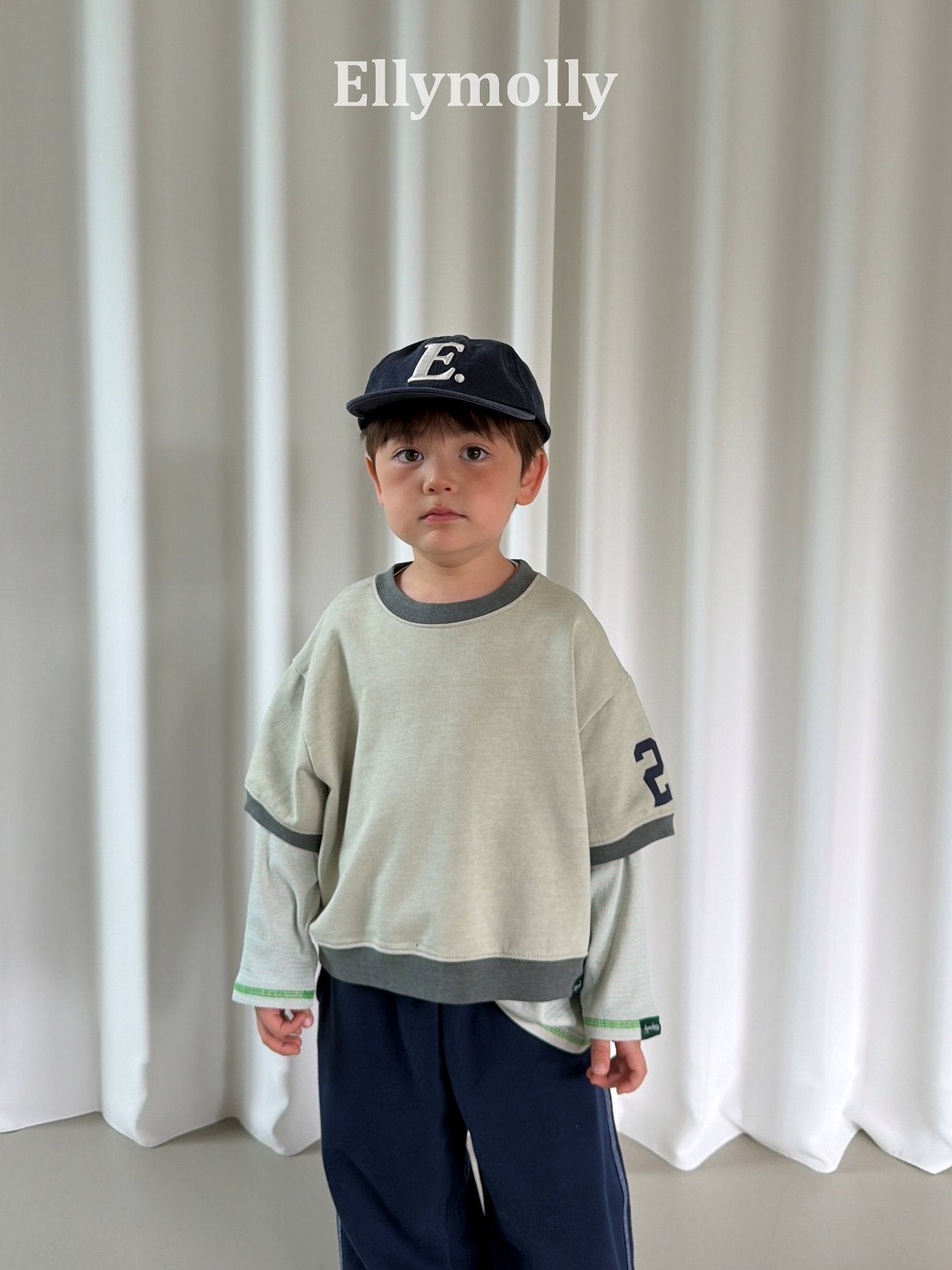 ［ELLY MOLLY］Stripe rib tee