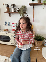 ［second moment］Crunch volume stripe collar tops