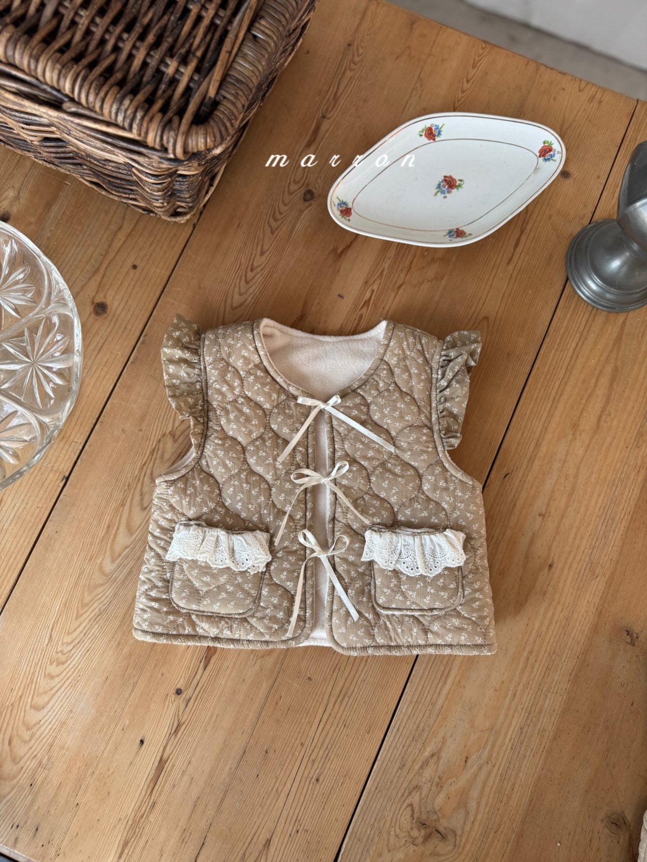 ［marron］Lue flower quilting vest