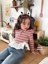 ［second moment］Crunch volume stripe collar tops