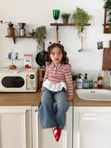 ［second moment］Crunch volume stripe collar tops