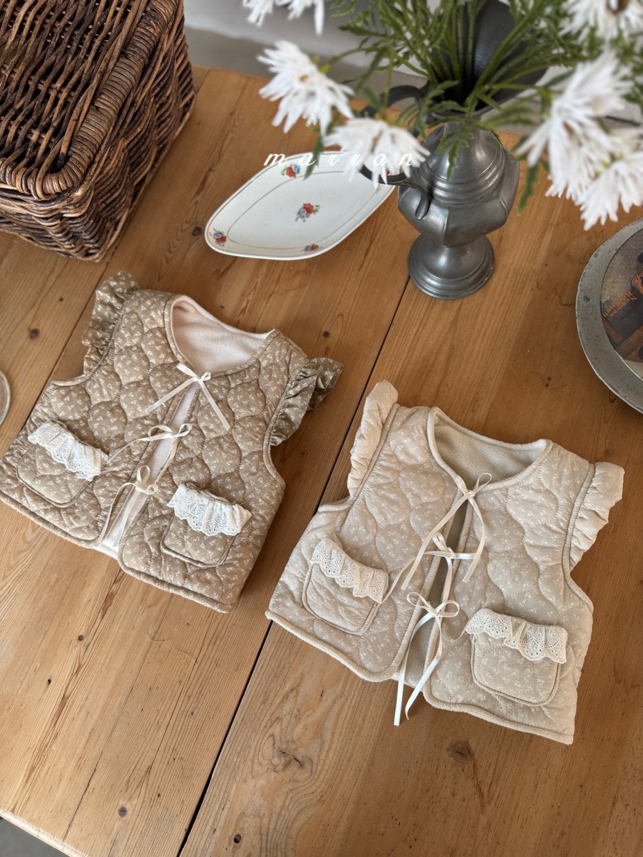 ［marron］Lue flower quilting vest