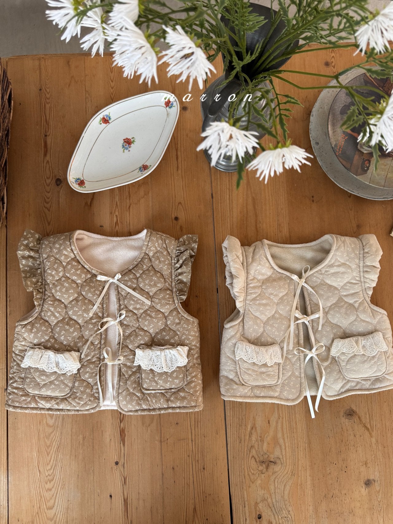 ［marron］Lue flower quilting vest