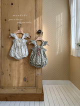 ［monbebe］Garden frill ribbon rompers