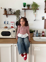［second moment］Crunch volume stripe collar tops