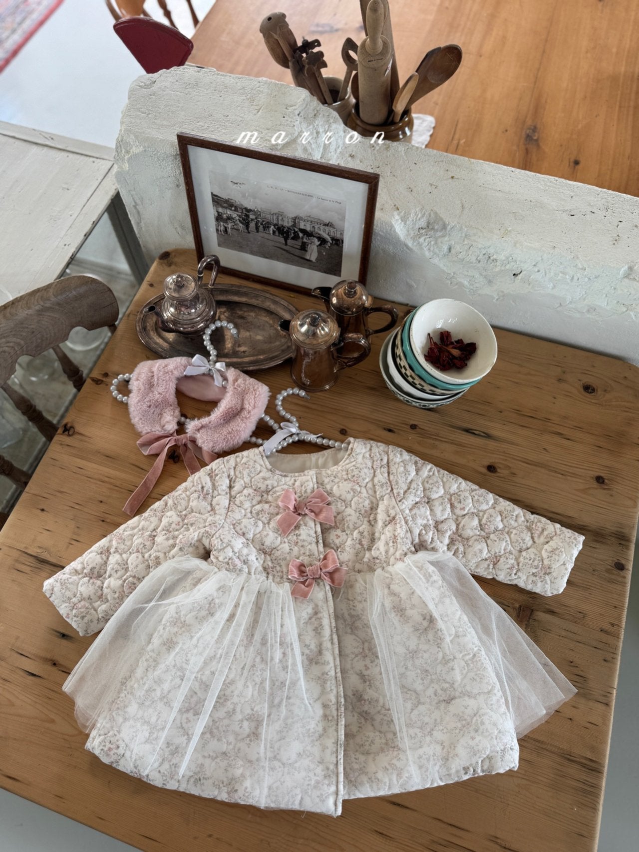 ［marron］Rose ribbon tutu coat