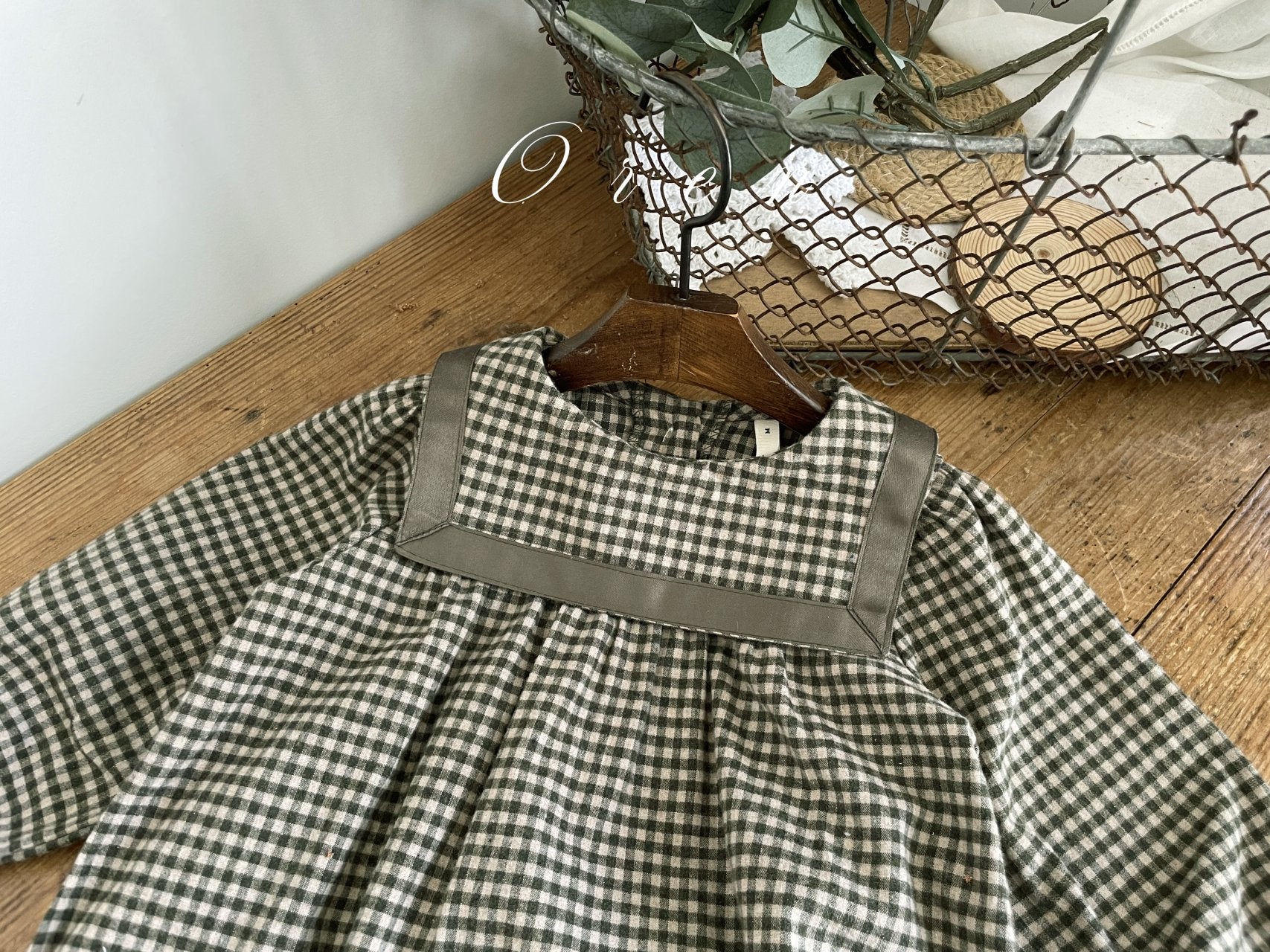［OREN］Bobo check sailor rompers
