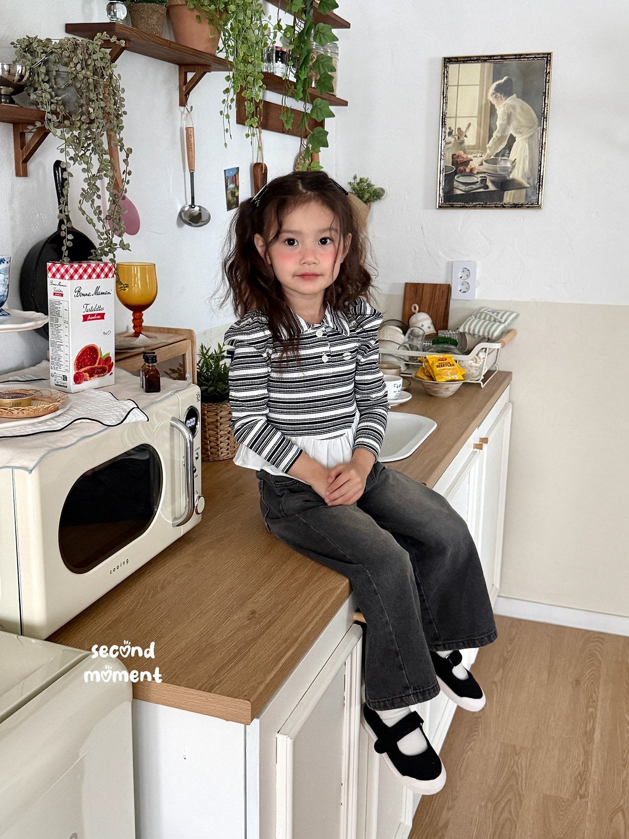 ［second moment］Crunch volume stripe collar tops