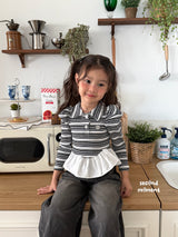 ［second moment］Crunch volume stripe collar tops