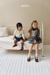 ［jujua］Roman check cancan pants