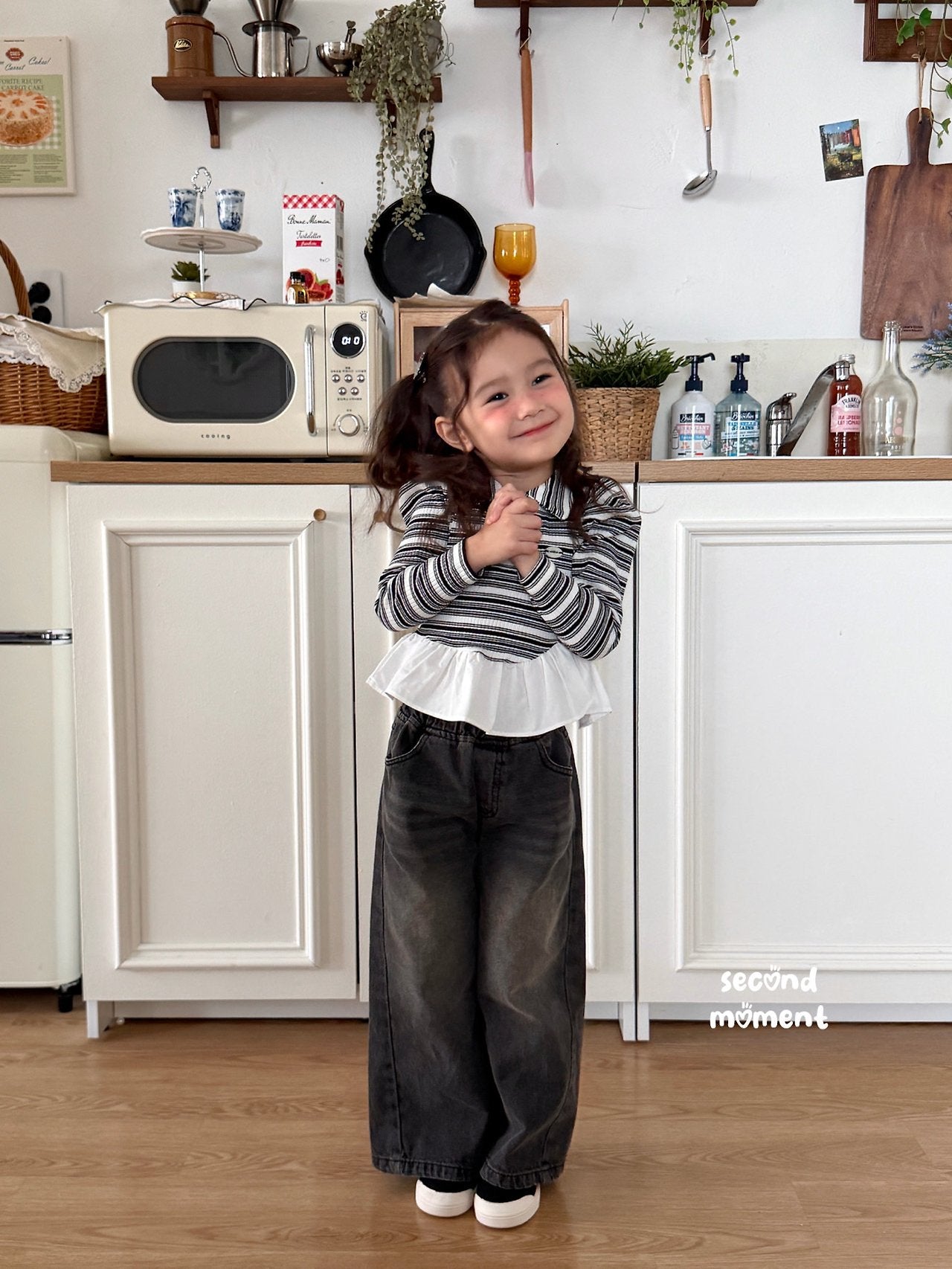 ［second moment］Crunch volume stripe collar tops